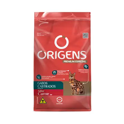 Ração Origens para Gatos Castrados Sabor Carne