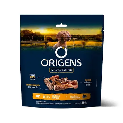 Petisco Origens Bites Esôfago Bovino para Cães 250g