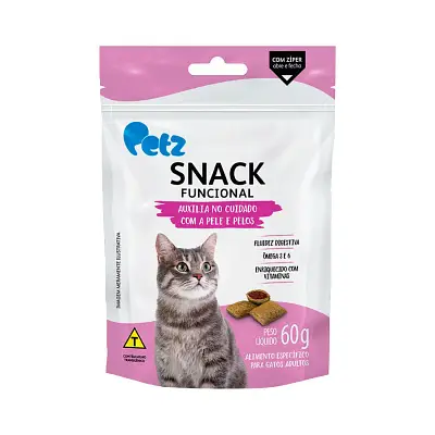 Snack Petz Funcional Cuidado com a Pele e Pelos para Gatos Adultos - 60g